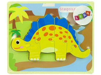 Drewniane Puzzle Dinozaur Stegosaurus Żółty - Lean Toys