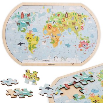 Drewniane puzzle Mapa świata Gra Edukacyjna - Mamabrum