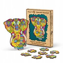 DREWNIANE PUZZLE SŁOŃ 193EL UKŁADANKA KOLOROWA W PUDEŁKU PUZZLE WYJĄTKOWE