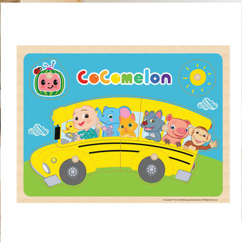 Drewniane puzzle, Układanka, Dopasuj kształty, Autobus, Cocomelon - Barbo Toys