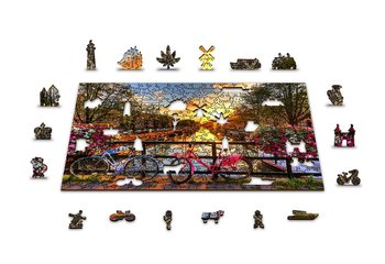 Drewniane Puzzle z figurkami – Rowery w Amsterdamie rozm. XL, 600 elementów - Wooden.City