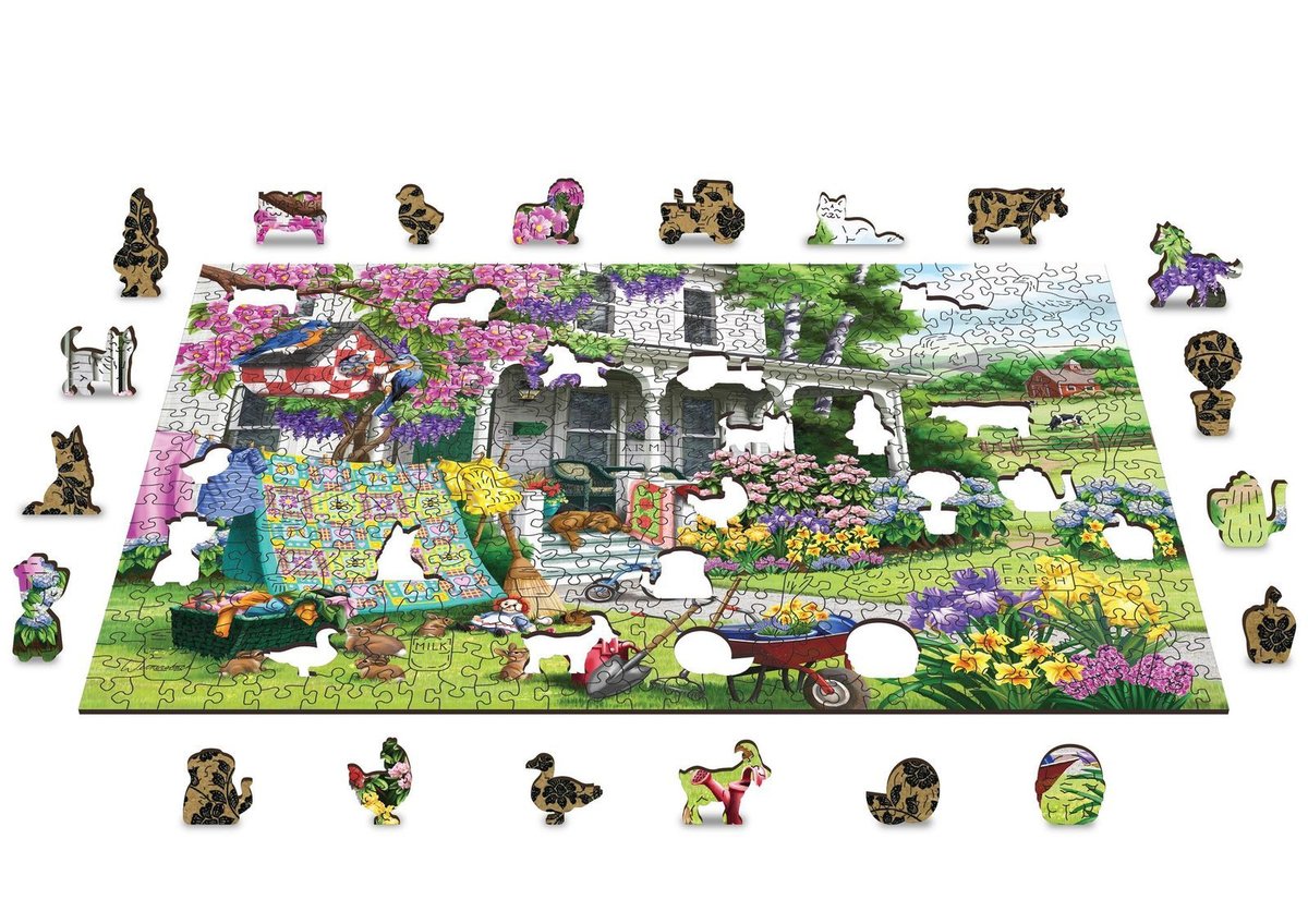 Фото - 3D-пазл Wooden City Drewniane Puzzle z figurkami - Wiejski ogród, 505 elementów 