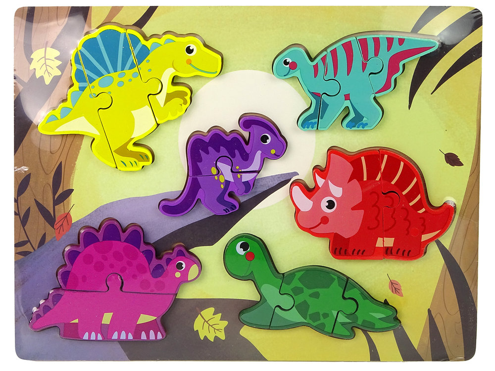 Zdjęcia - Zabawka edukacyjna LEAN Toys Drewniane Puzzle Zwierzęta Dinozaury Do Dopasowania 