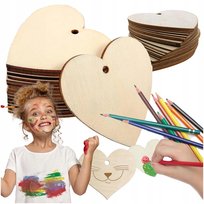 Drewniane serca do zawieszenia z DZIURKĄ 50SZT do samochodu na choinkę 10cm