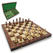 Drewniane szachy, zestaw do gry, 48 X 48 cm