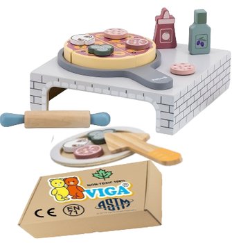 Drewniane Zabawki Edukacyjne PIEC DO PIZZY KUCHNIA piekarnik dla dzieci Viga 18m+ montessori - PakaNiemowlaka