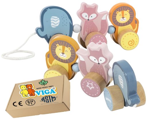 Фото - Інтерактивні іграшки VIGA Drewniane ZABAWKI NA SZNURKU do ciągnięcia dla niemowląt 2 3 latka lat VIG 