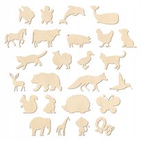 Drewniane zwierzątka Figurki Zwierzęta ze sklejki do ozdabiania MIX 50 SZT