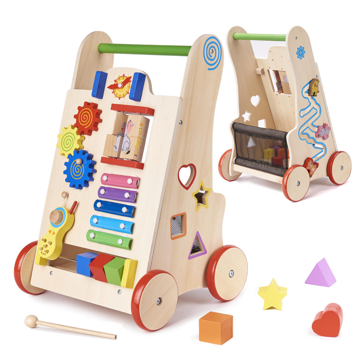 Drewniany Chodzik Pchacz Edukacyjny Tablica Manipulacyjna dla Dzieci ...