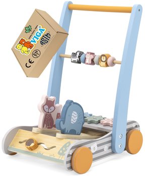 Drewniany Chodzik Pchacz WÓZEK DLA ZABAWEK zabawki rozwojowe montessori Viga 18m+ montessori - PakaNiemowlaka