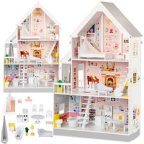 Drewniany Domek dla Lalek XXL 126cm Willa + Mebelki Zabawka dla Dzieci