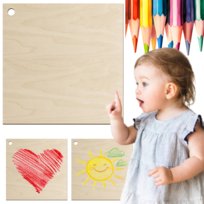 Drewniany Kwadrat 5cm z Otworem do Scrapbooking Zawieszka Brelok dla Dzieci