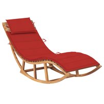 Drewniany leżak bujany - 60x180x73 cm, czerwony po / AAALOE