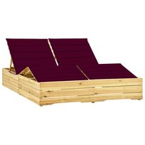 Drewniany leżak podwójny z poduszką (198x135x30-75 / AAALOE