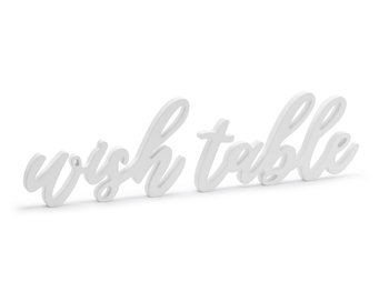 Drewniany napis Wish table, biały - PartyDeco