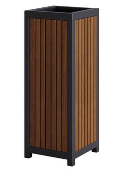 Drewniany ogrodowy kosz na śmieci w odcieniu tik - Lins 34x80 - Elior