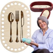 Drewniany Organizer Kuchenny 20x12 cm Baza Kosz na Sztućce do Szydełkowania