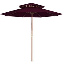Drewniany parasol UV 270x256 cm, bordowy
