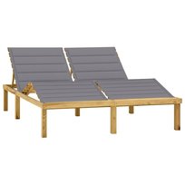 Drewniany podwójny leżak z poduszką - 200x138x(31, / AAALOE