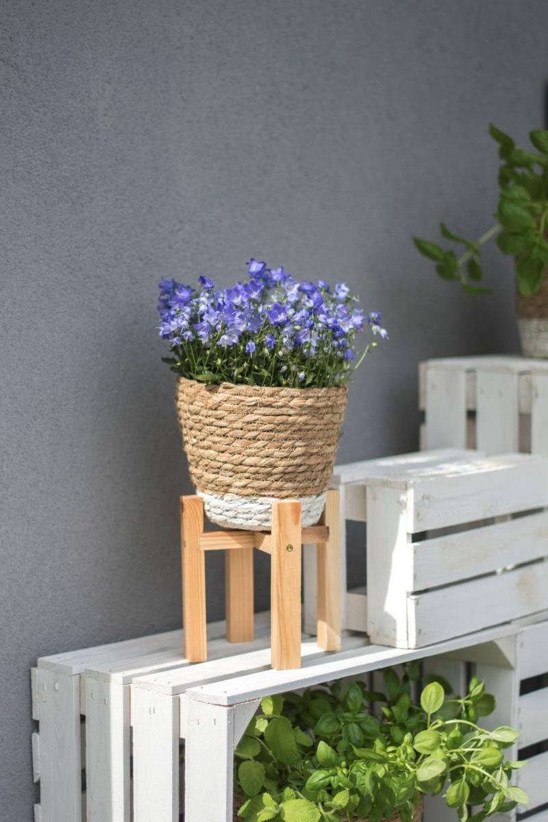 Фото - Підставка для квітів Drewniany stojak na donice naturalny M