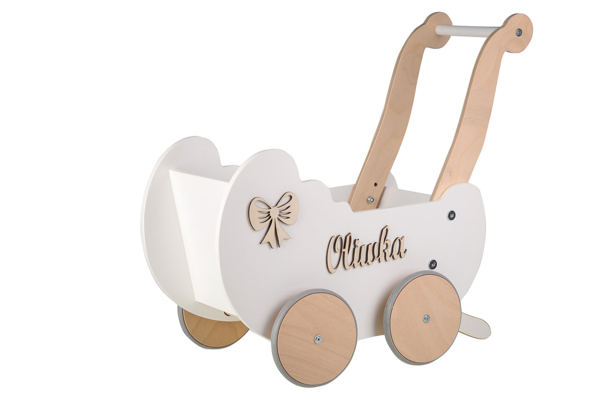 Zdjęcia - Zabawka do ciągnięcia i pchania Drewniany wózek dla lalek jeździk pchacz