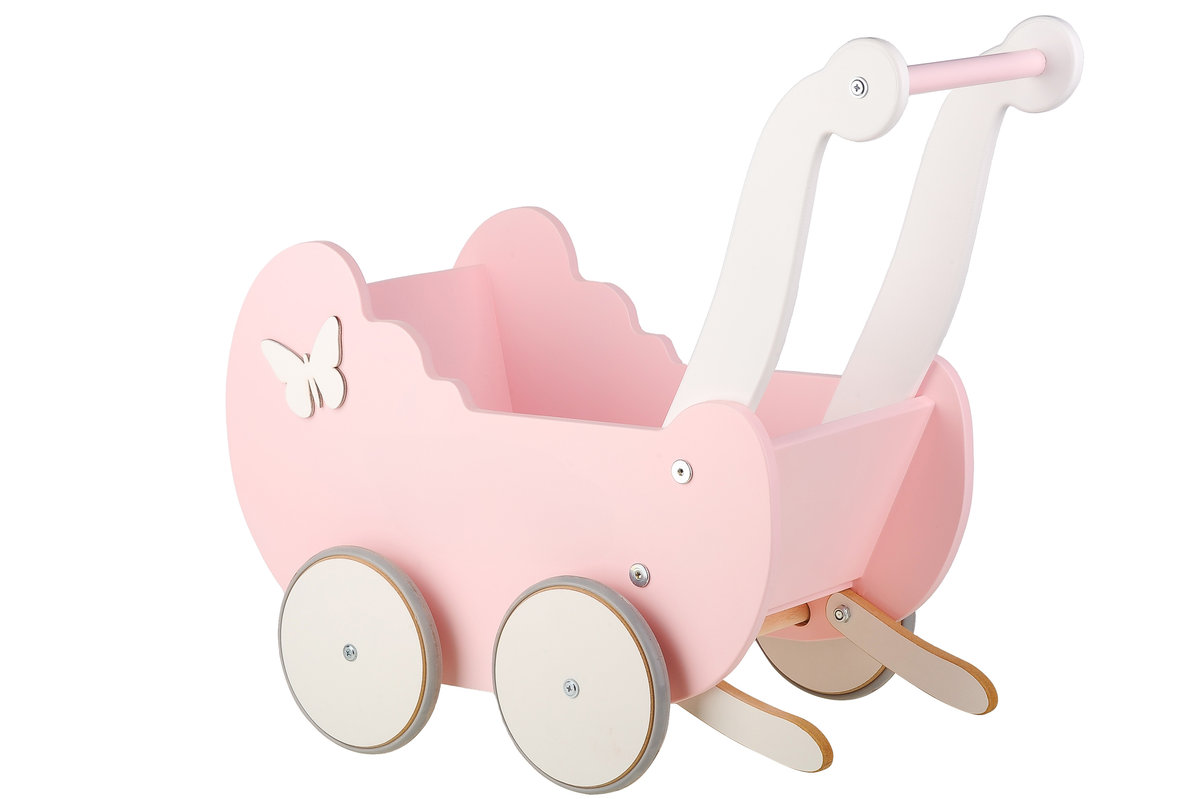 Фото - Іграшка-каталка Drewniany wózek dla lalek wózeczek dla lalek jeździk pchacz