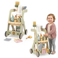 Drewniany wózek do sprzątania na kółkach dla dzieci