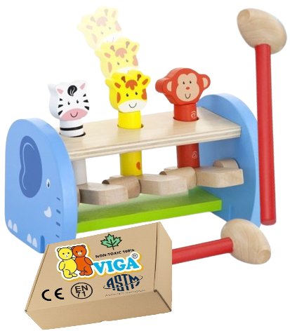 Фото - Інтерактивні іграшки VIGA Drewniany ZBIJAK Ze Zwierzątkami sensoryczna zabawka dzieci 1 2 3 lat latk 