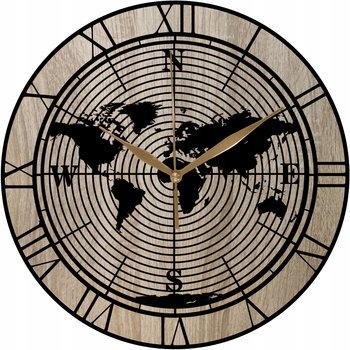 Drewniany Zegar Ścienny Mapa Świata Modny Design Idealny Prezent 35 cm - DrewnianyDecor