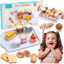 Drewniany Zestaw Śniadaniowy Dla Dzieci Z Tacą Ładna Zabawka Na Prezent Xxl