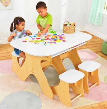 Drewniany zestaw stół z 4 taboretami dla dzieci biały Arches KidKraft - Kidkraft