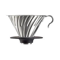 Drip metalowy V60-02 z silikonową podstawką Hario, srebrny
