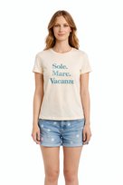 DRIVEMEBIKINI T-SHIRT Z BAWEŁNY Z NAPISAMI BEŻOWY M I1D Inna marka