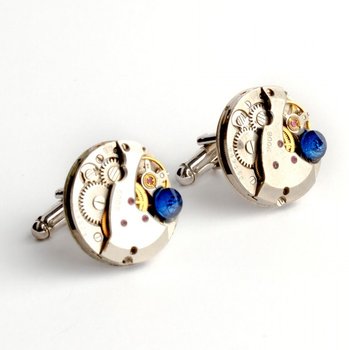 Drobiny Czasu, Spinki do mankietów, Round ii deep navy - Drobiny Czasu