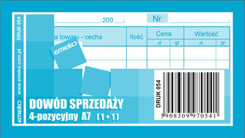 Druk Dowód Sprzedaży Paragon 4 poz A7 1+1 - EMEKO