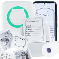 DRUKARKA MINI TERMICZNA DO ZDJĘĆ ETYKIET PRZENOŚNA KABEL USB PAPIER ZESTAW