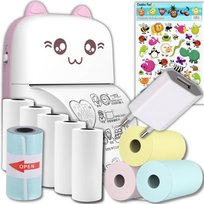 DRUKARKA TERMICZNA KOTEK +10 ROLEK PAPIERU + ŁADOWARKA + NAKLEJKI