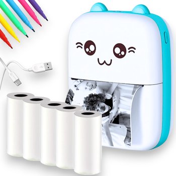 Drukuś Mini Drukarka Termiczna Oryginalny Do Zdjęć + 6 Rolek + Markery - Hikey