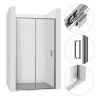 DRZWI PRYSZNICOWE WNĘKOWE PRZESUWNE 105CM CHROM KABINA WALK-IN SZYBA ESG