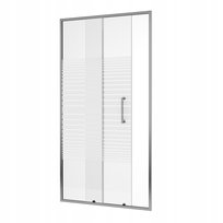 DRZWI PRYSZNICOWE WNĘKOWE PRZESUWNE 120CM CHROM BIAŁE PASY WALK-IN ŚCIANKA