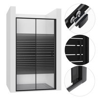 DRZWI PRYSZNICOWE WNĘKOWE PRZESUWNE 130CM CZARNE W PASY WALK-IN ŚCIANKA