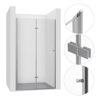 DRZWI PRYSZNICOWE WNĘKOWE SKŁADANE 125CM CHROM KABINA WALK-IN SZYBA ŚCIANKA