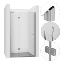 DRZWI PRYSZNICOWE WNĘKOWE UCHYLNE 115CM CHROM WALK-IN ŚCIANKA KABINA