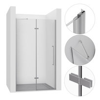 DRZWI PRYSZNICOWE WNĘKOWE UCHYLNE 120CM CHROM WALK-IN ŚCIANKA KABINA