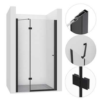 DRZWI PRYSZNICOWE WNĘKOWE UCHYLNE 120CM CZARNE WALK-IN ŚCIANKA KABINA - SEVANTE
