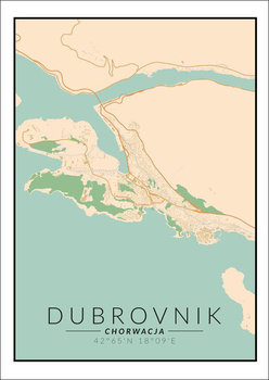 Dubrownik mapa kolorowa - plakat 29,7x42 cm - Galeria Plakatu