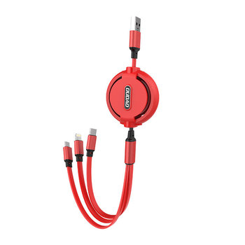 Dudao L8H kabel 3w1 z możliwością przedłużenia 1.1m czerwony (L8H-red) - Dudao