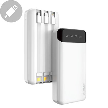 Dudao Pojemny Powerbank Z 3 Wbudowanymi Kablami 20000Mah Usb Typ C + Micro Usb + Lightning Biały (Dudao K6Pro+) - Dudao