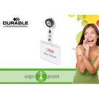 Durable, Identyfikator z linką zwijającą, 60x90 mm, przezroczysty, 10 szt. DURABLE