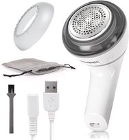 Duronic FS16USB Golarka do ubrań swetrów nakładki | akumulator lub sieć, różne oczka - większa skuteczność, dwie wysokości, obrotowy uchwyt, futerał do przechowywania